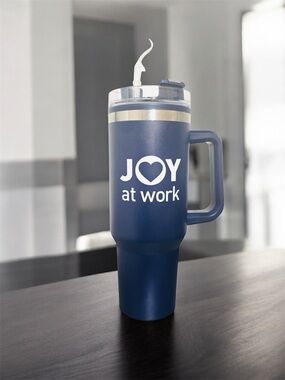 Navy Tumbler with Handle “ Joy at Work “